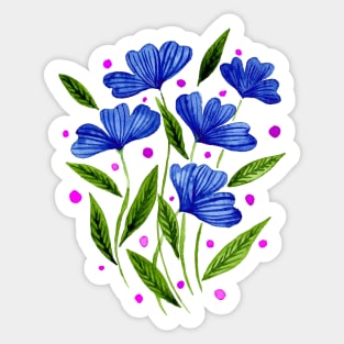 Cute florals - blue and green Sticker